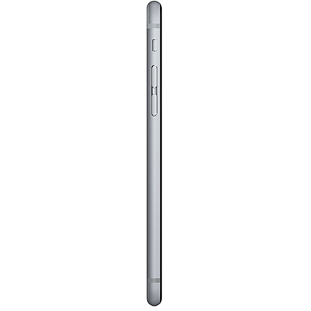 Profilo laterale di un iPhone argentato, che mostra il bordo sottile con i pulsanti, su sfondo bianco.