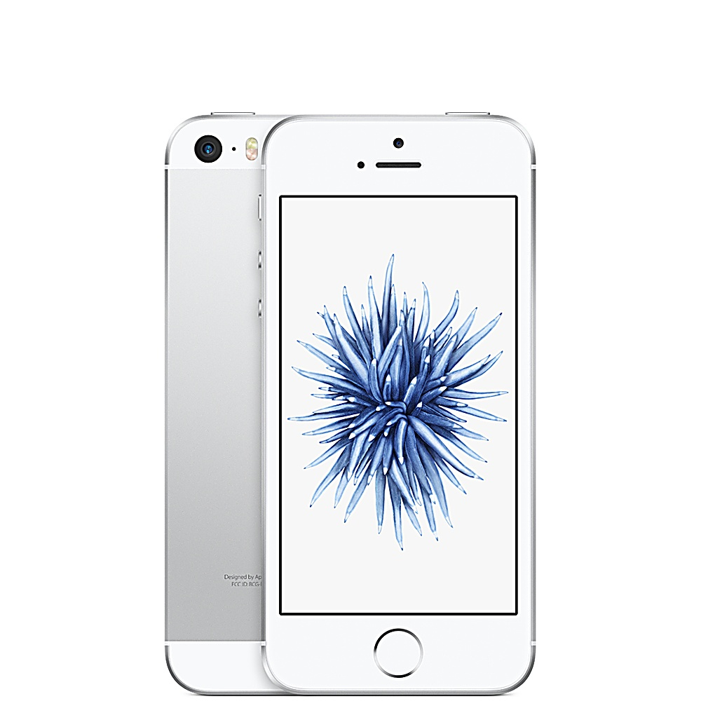 Un iPhone bianco con un'immagine floreale sullo schermo e una fotocamera. È contro uno sfondo bianco.