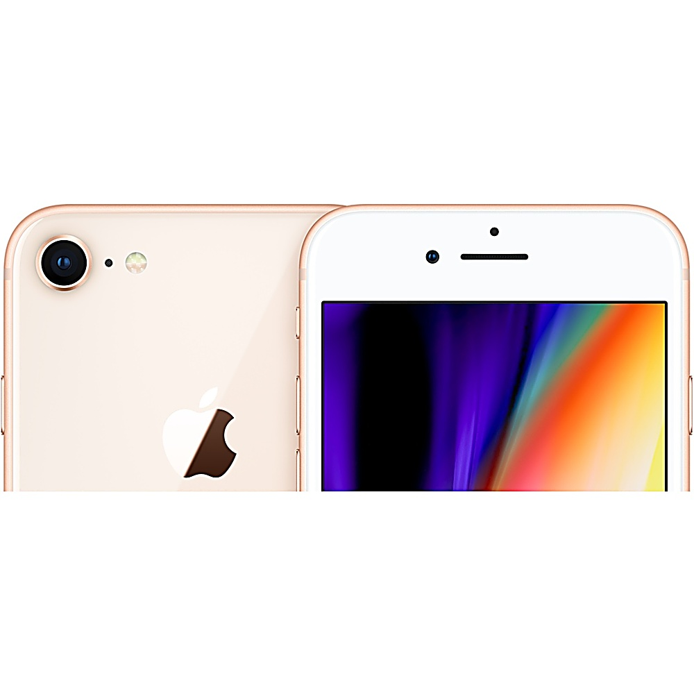 Nahaufnahme von zwei iPhones, eines roségold, eines weiß, Rückseite und Bildschirm.