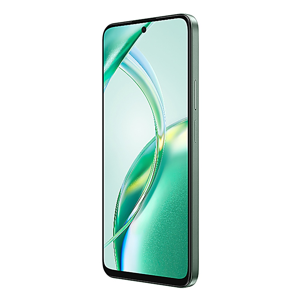 L'immagine mostra uno smartphone verde con un motivo a spirale sullo schermo.