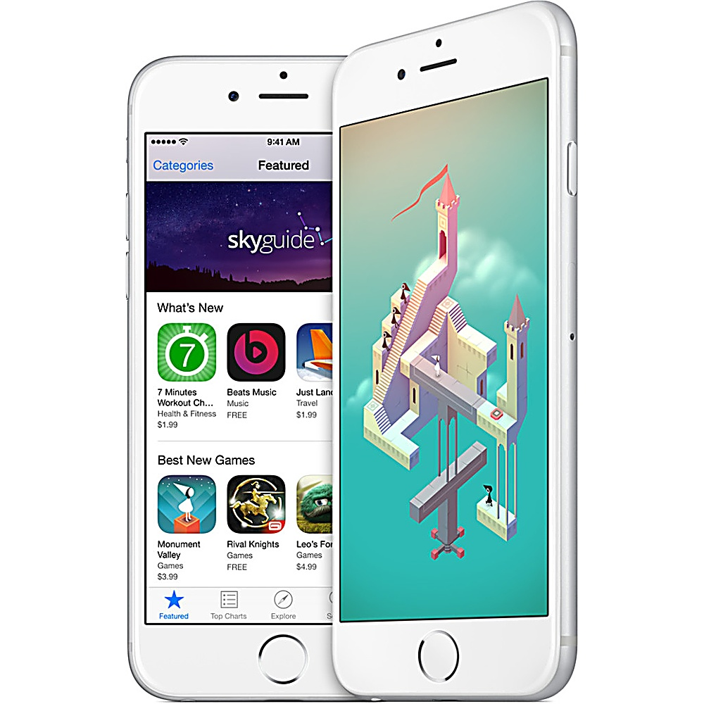 Due iPhone mostrano schermate dell'App Store, uno mostra un gioco e l'altro categorie di app.