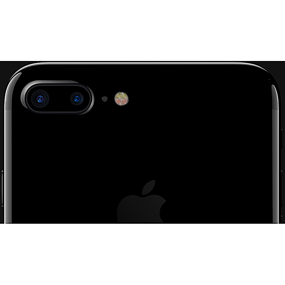 Primo piano del modulo fotocamera dell'iPhone 7 Plus nero, mostra lenti e flash.