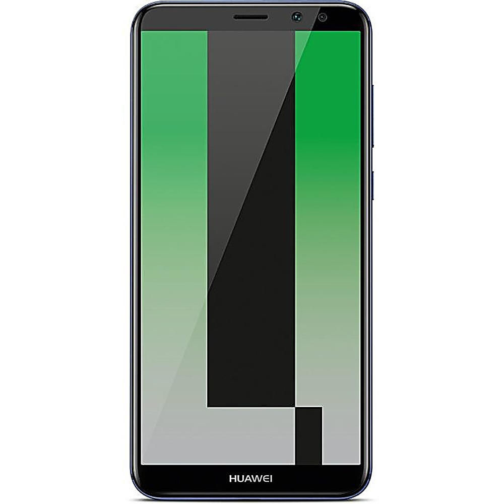 Uno smartphone nero con un grande design a forma di L verde e nero sullo schermo. Il nome del marchio è visibile.