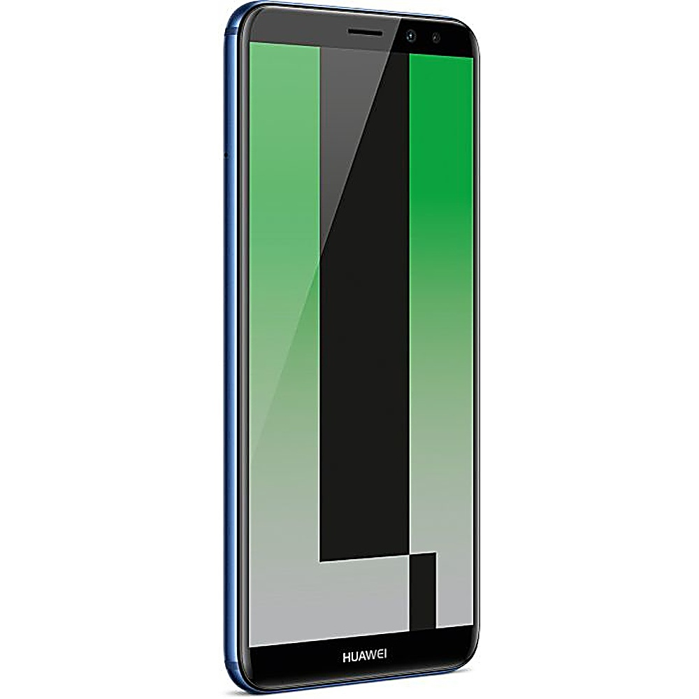 Smartphone blu con schermo verde e bianco. Il telefono ha una cornice blu.