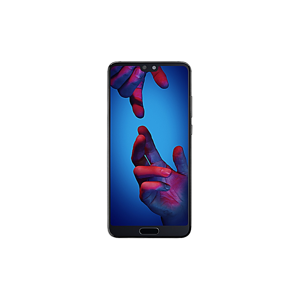 Schermo del telefono con mani che si avvicinano su sfondo sfumato blu e rosso.