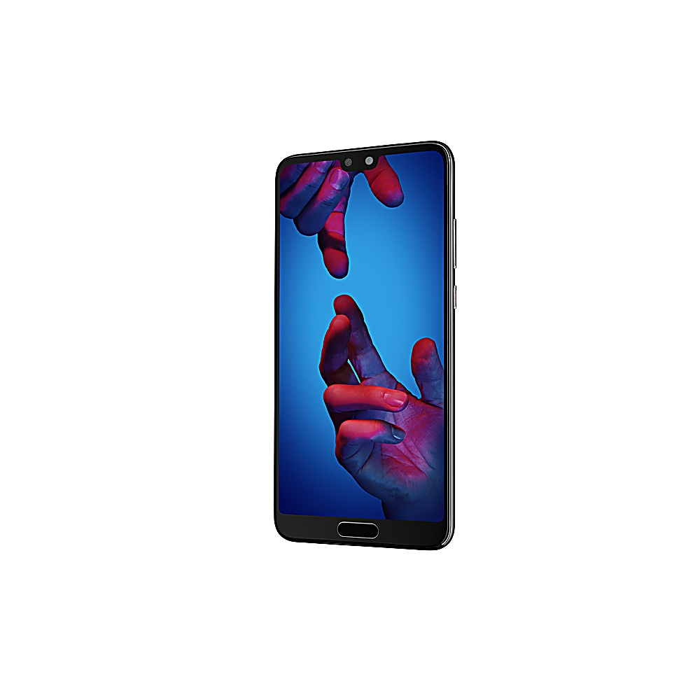 Schermo del telefono con mani che si avvicinano su sfondo sfumato blu e rosso.