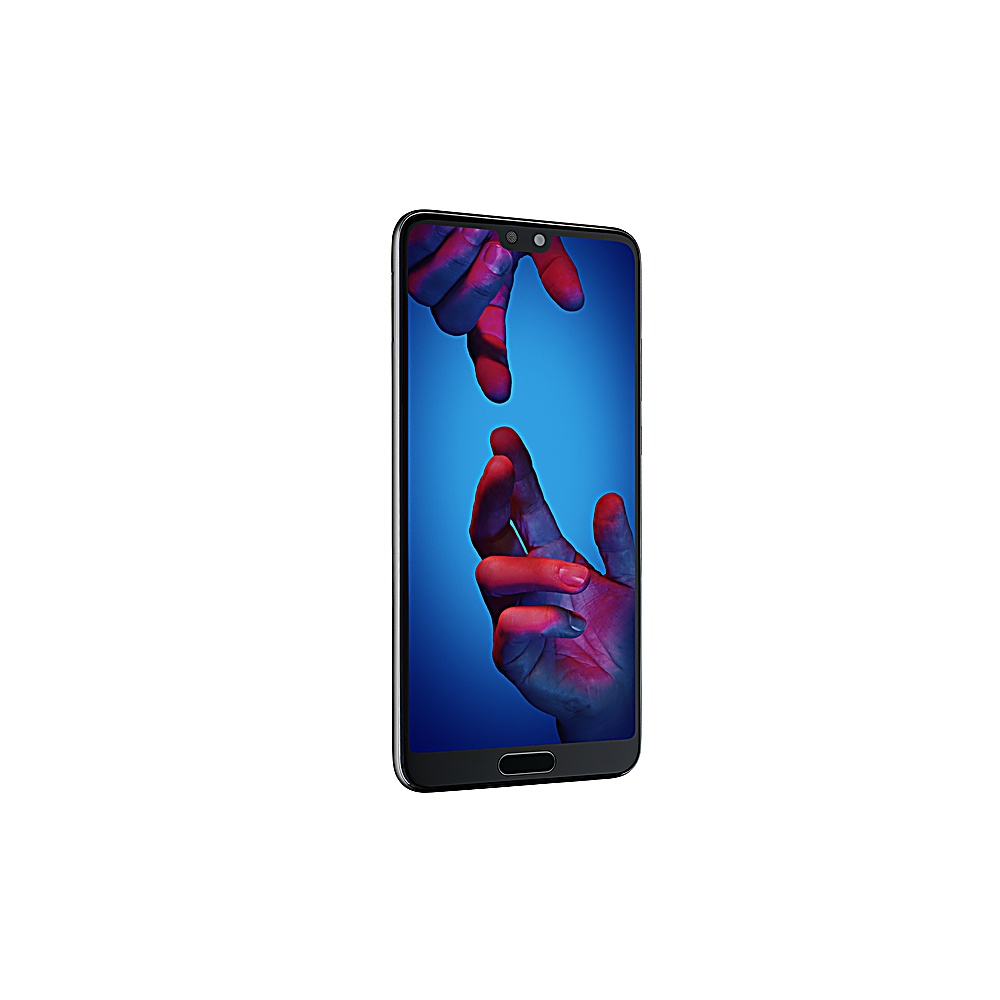 Smartphone con mani che si toccano, su sfondo blu.