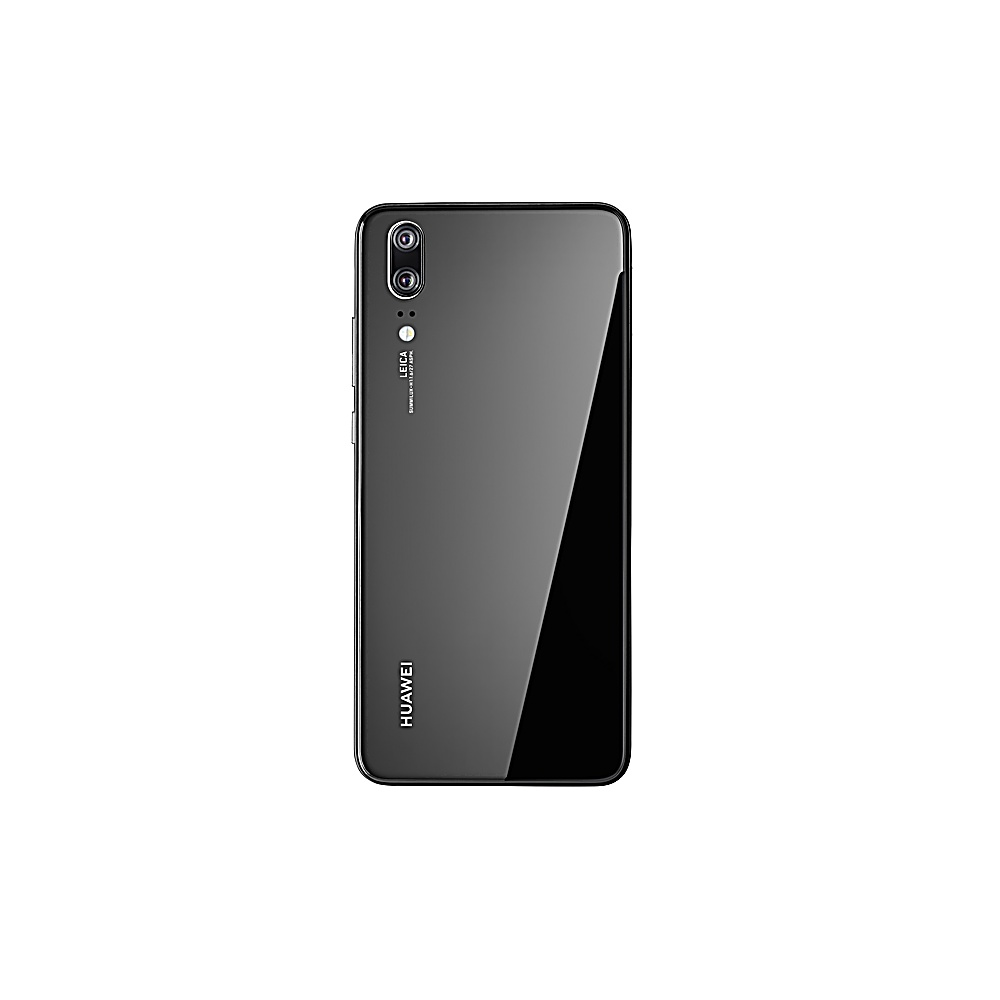 Smartphone nero, vista posteriore con fotocamere e logo Huawei.