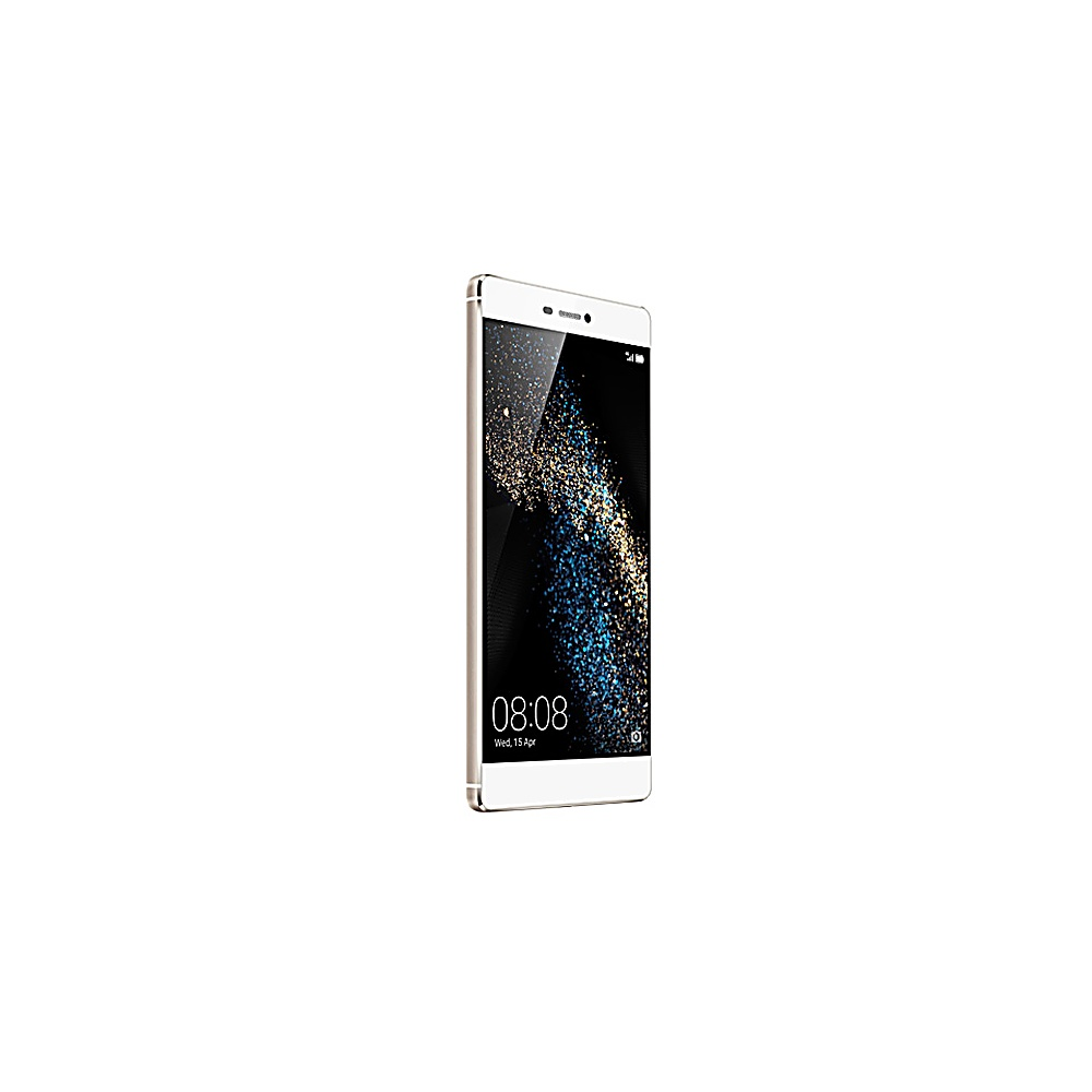 Smartphone dorato che mostra lo schermo con l'ora 08:08. Isolato su bianco.