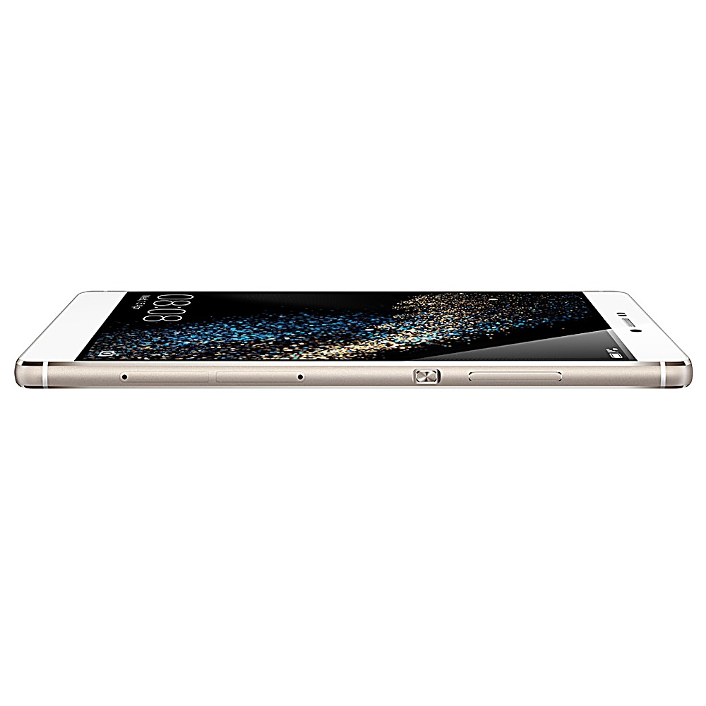 Uno smartphone dorato piatto, che mostra lo schermo. Isolato su bianco.