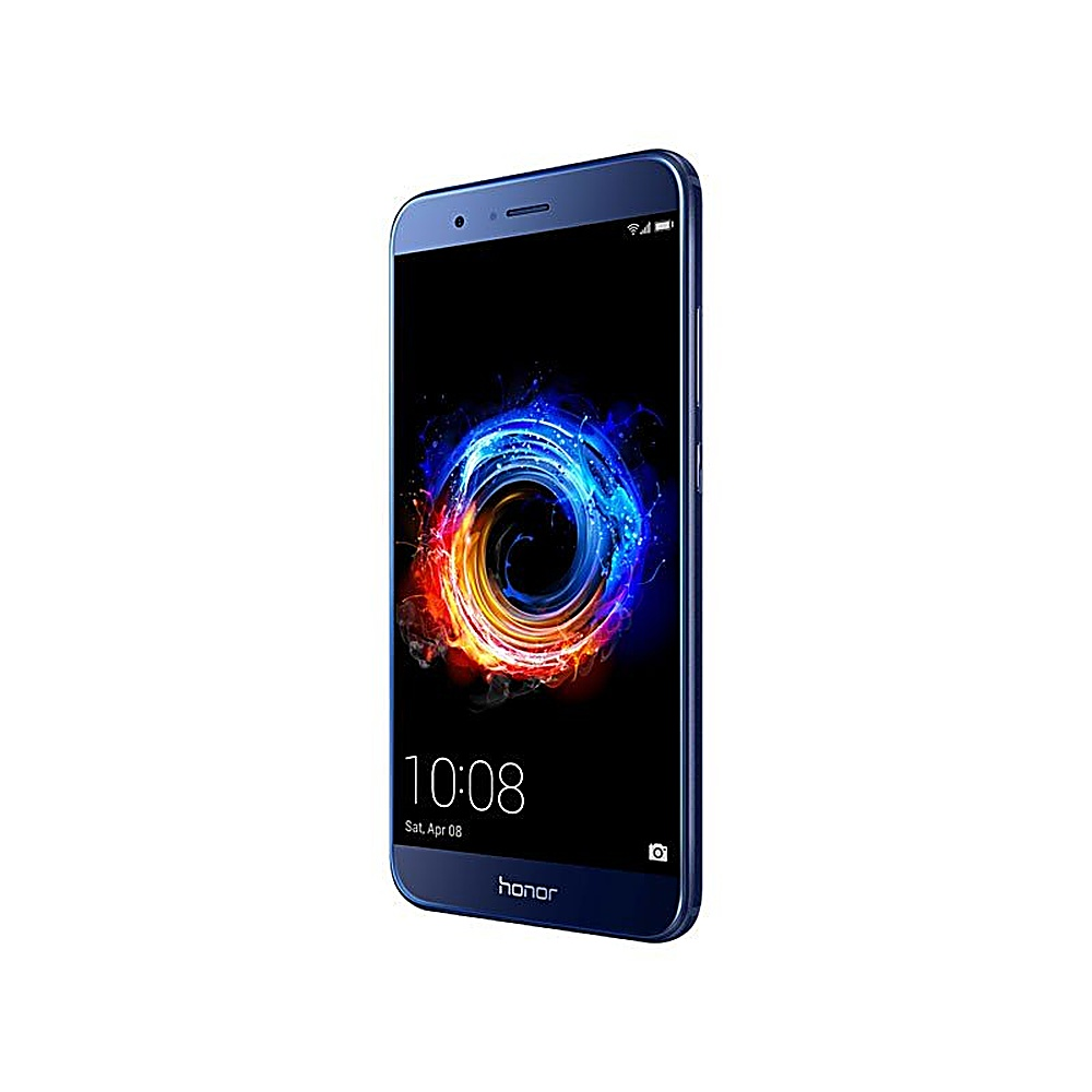Telefono Honor blu con design a vortice sullo schermo. Ora 10:08.