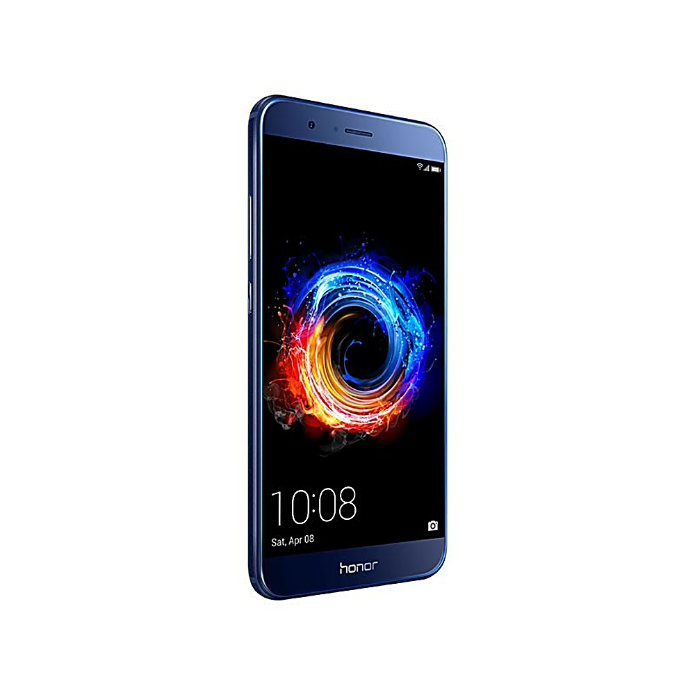 Telefono Honor blu con design a vortice. Ora 10:08.