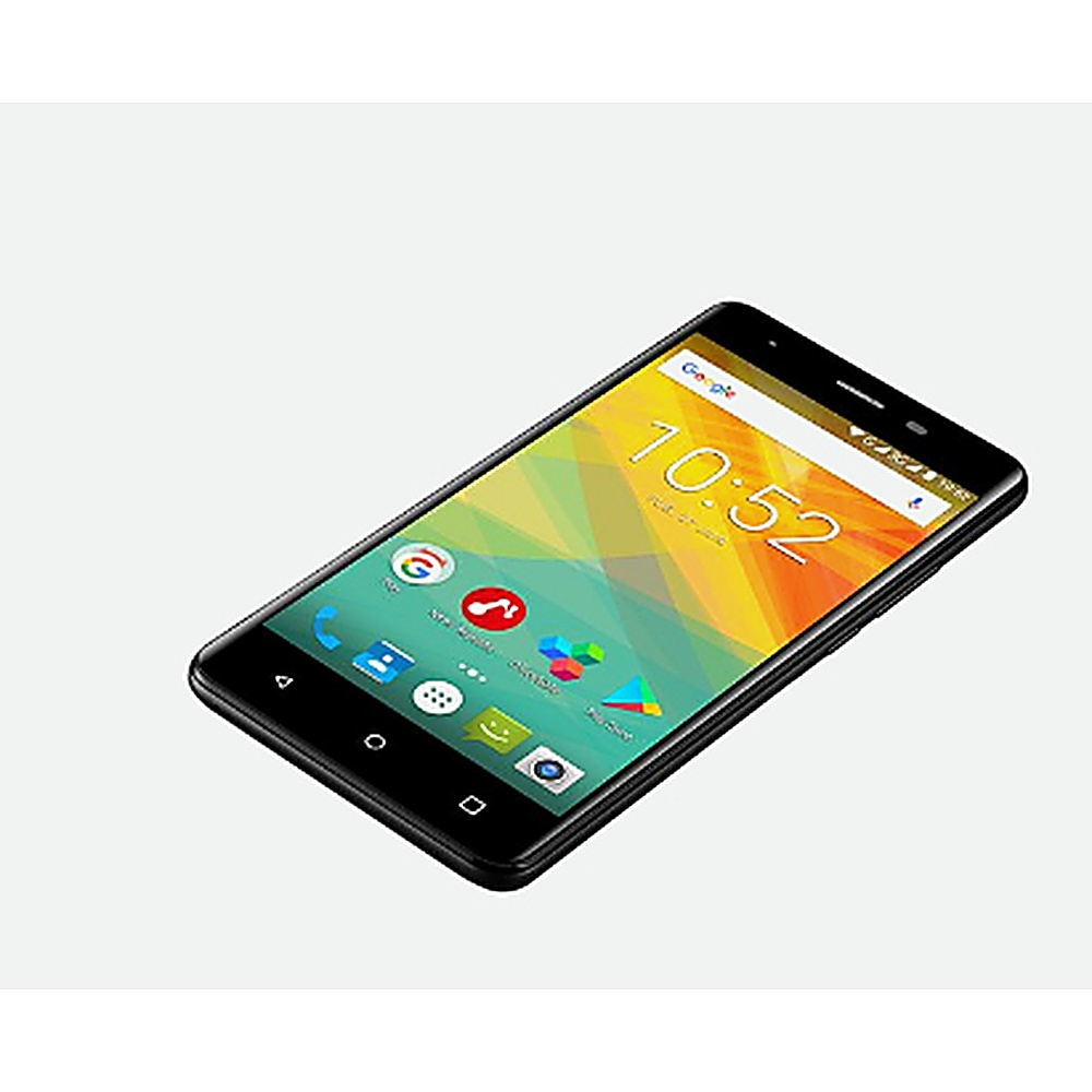 Smartphone con ora 10:52 sullo schermo. Visualizza icone delle app. Telefono nero.