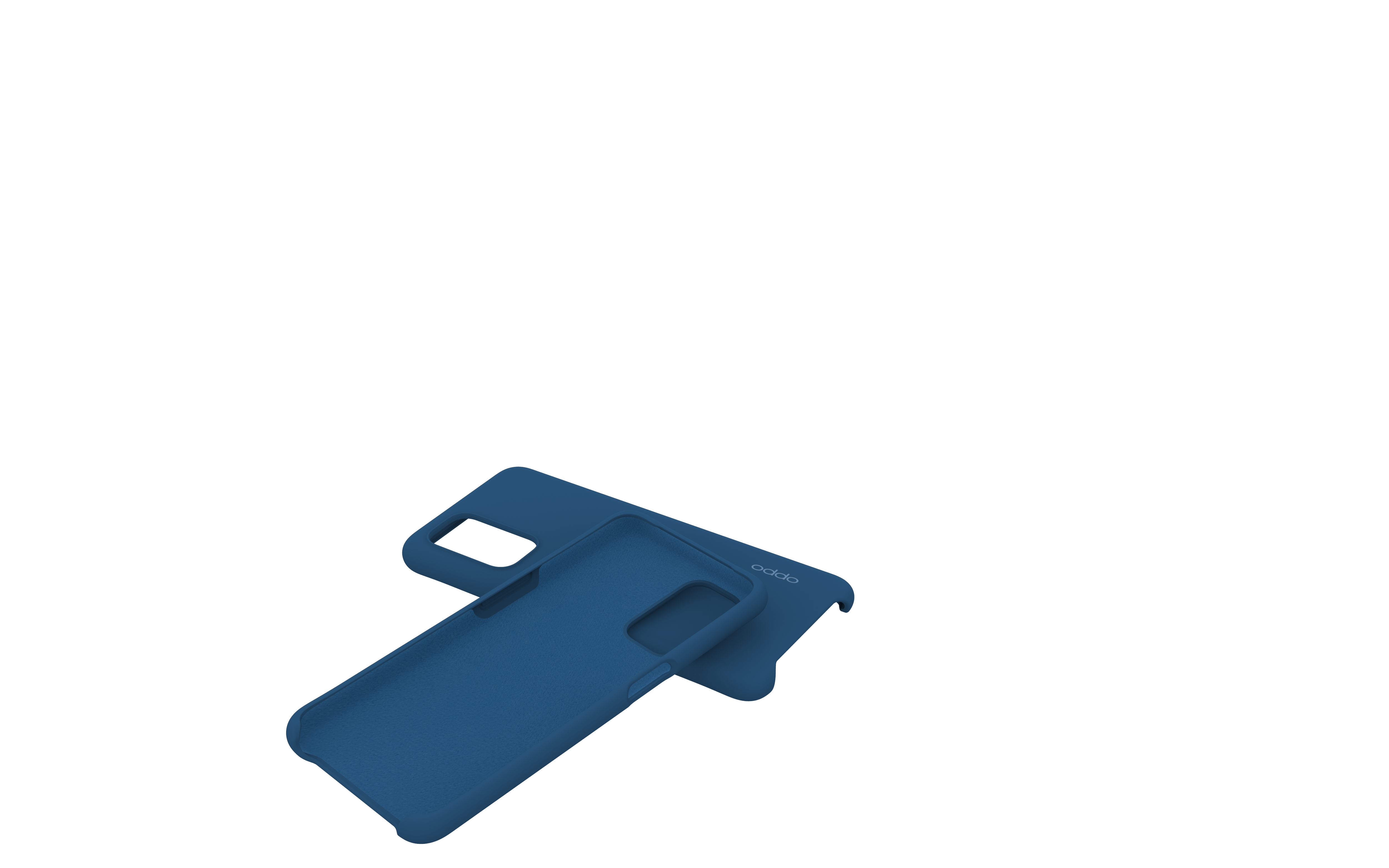 Due custodie blu scuro, una sull'altra, entrambe con il logo 'oppo'.