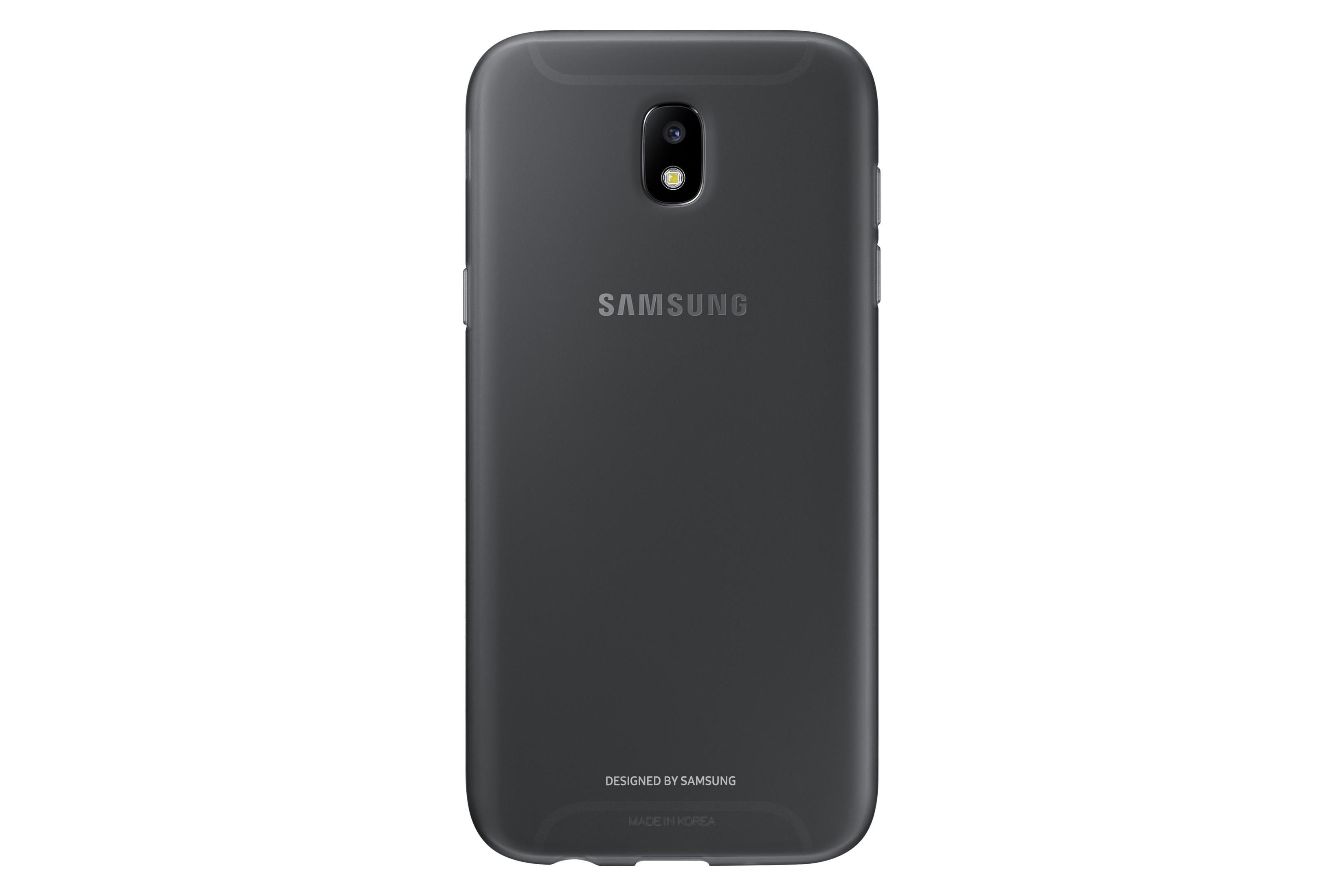 Funda negra para teléfono con logo Samsung y cámara. Fondo blanco, trasera visible.