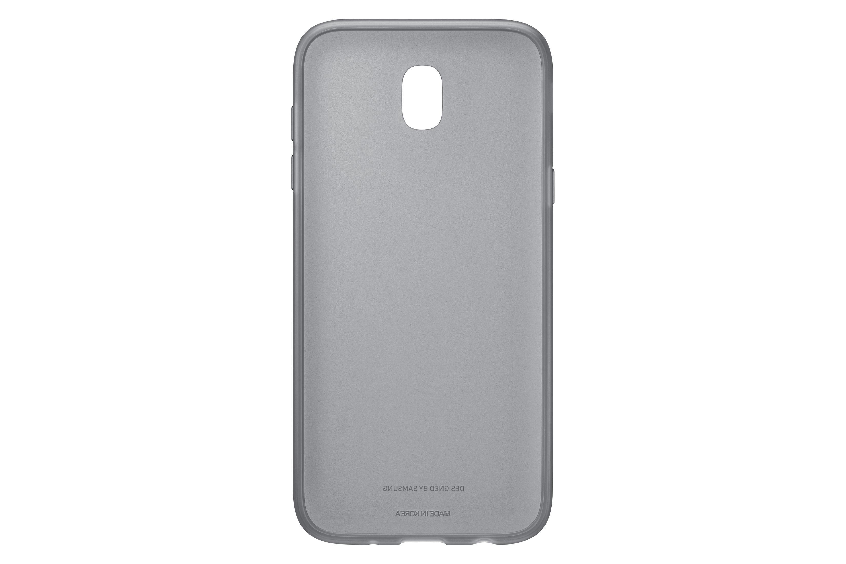 Una funda gris para teléfono, con la parte trasera hacia arriba, diseñada por Samsung.