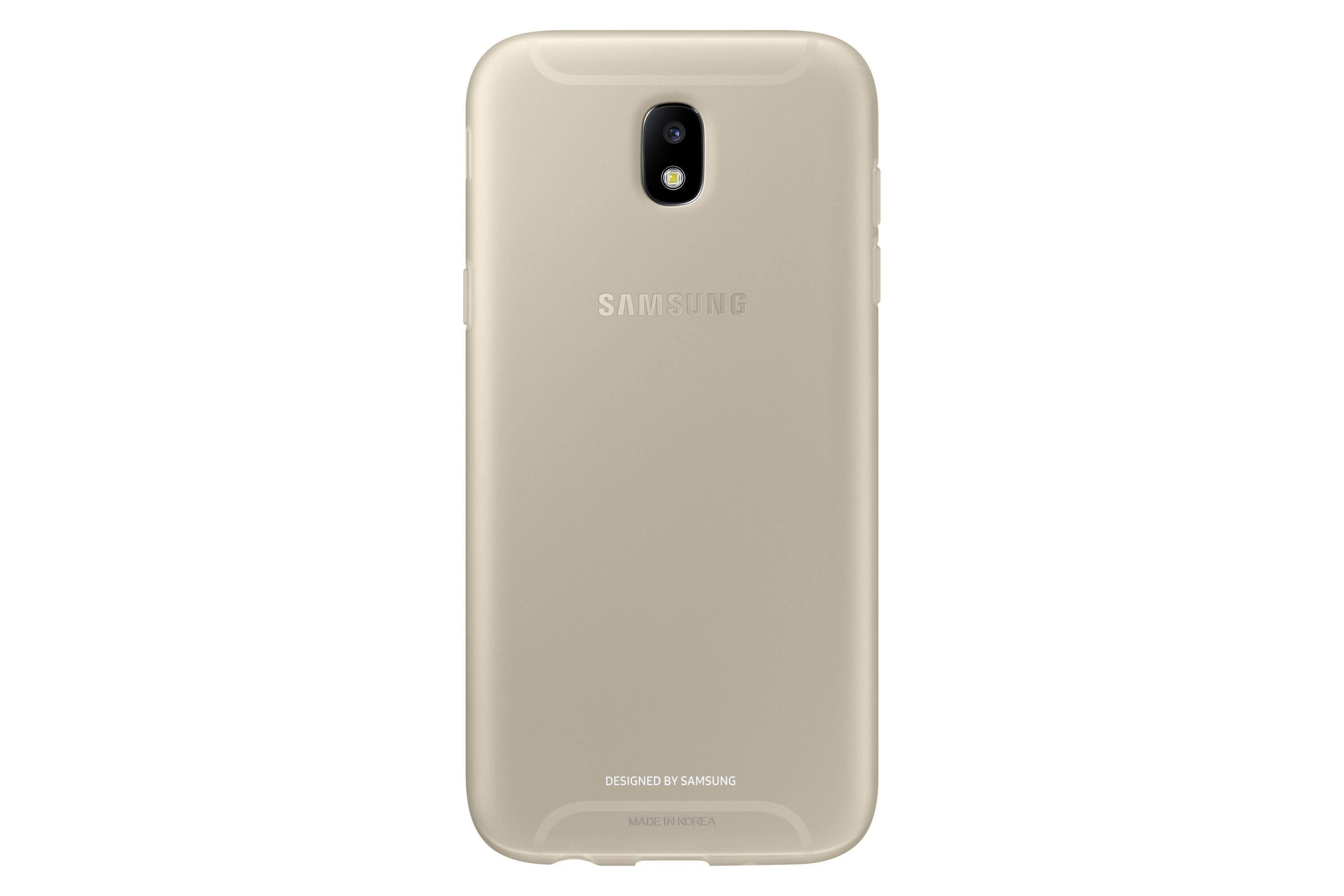 Vista trasera de un teléfono Samsung dorado. La cámara y el logo de Samsung son visibles.