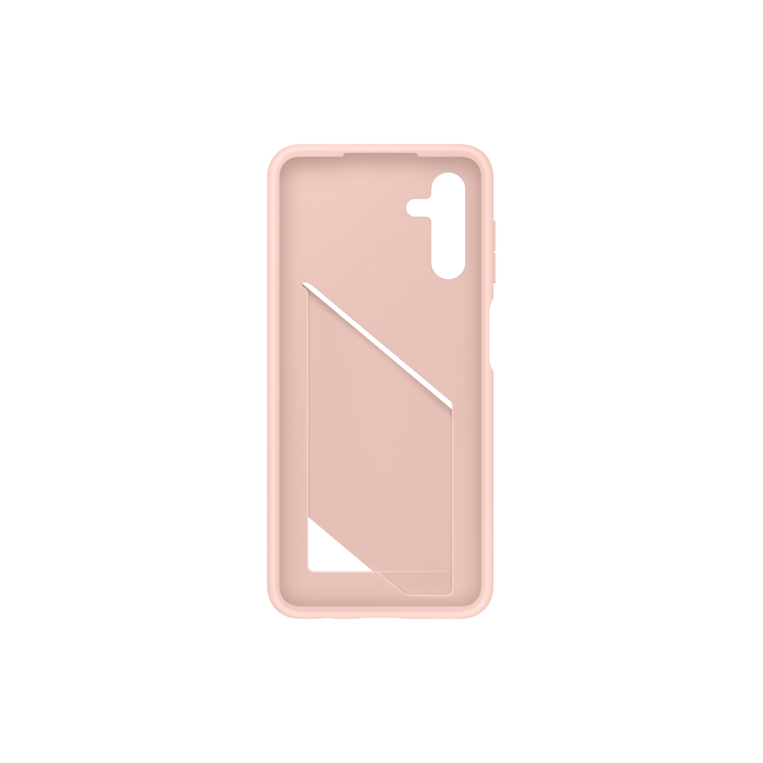 Innenseite einer rosa Handyhülle mit Kartenfach. Schwarzer Hintergrund.