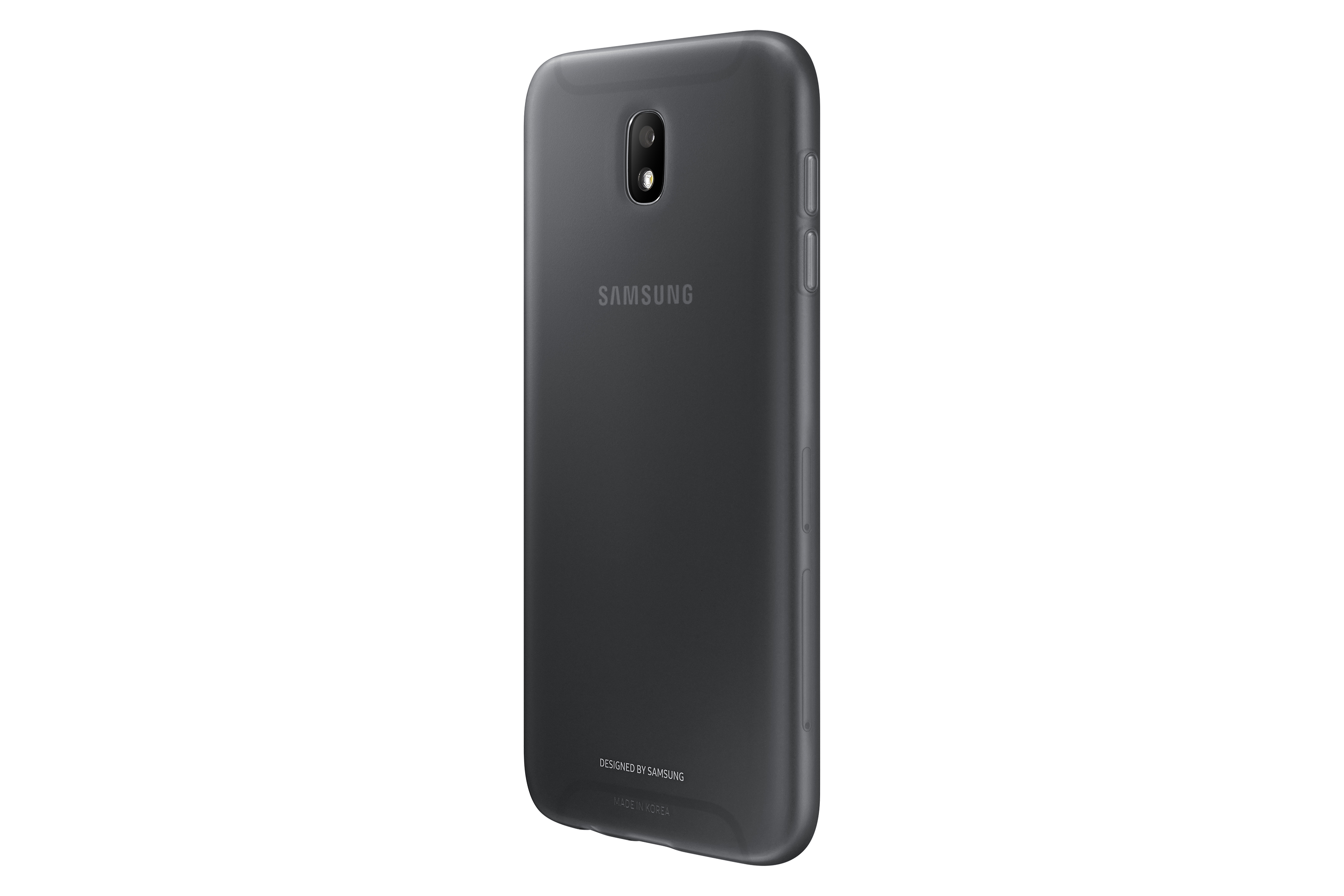 Una funda de teléfono de color oscuro, el logotipo de Samsung es visible en la funda.