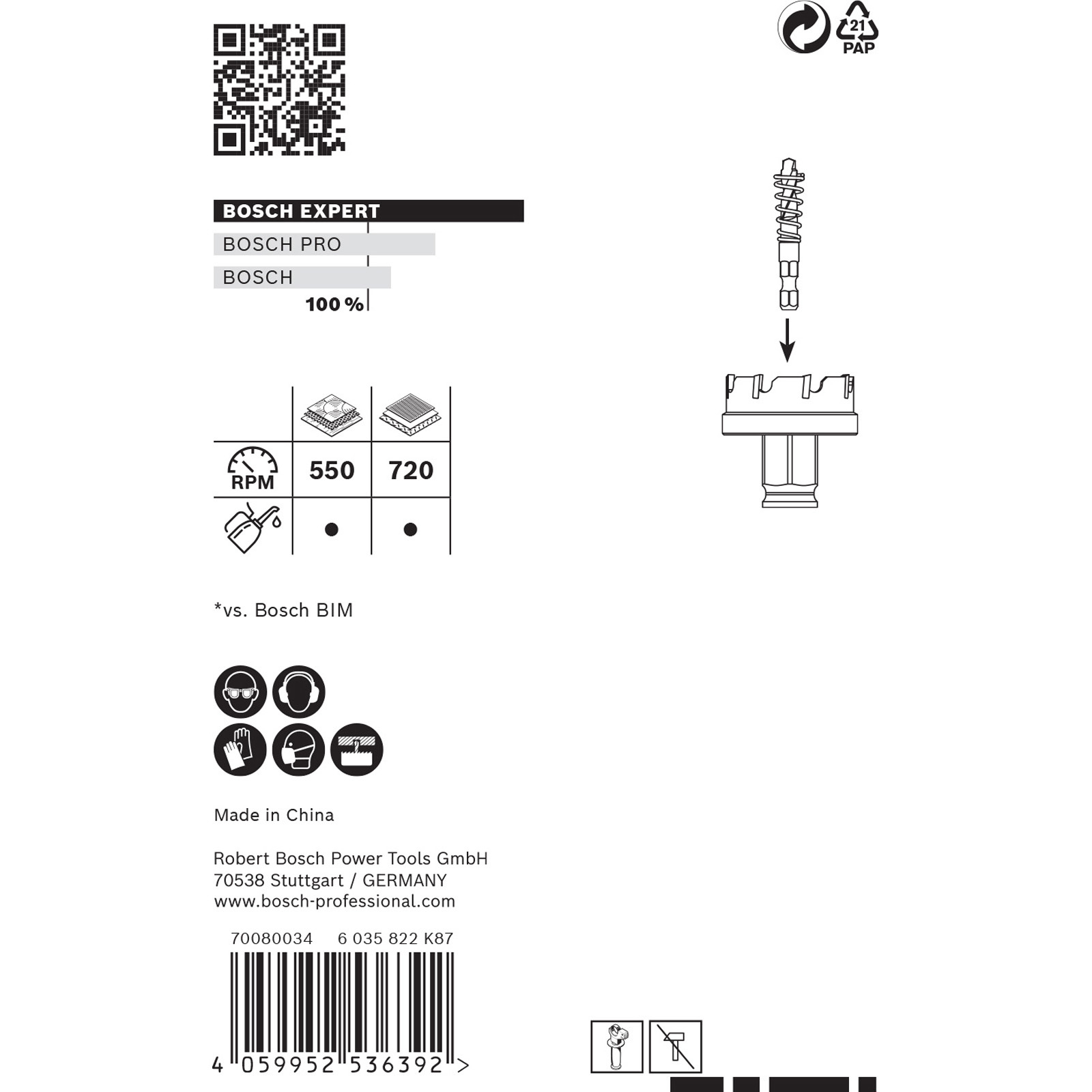 Ein weißer Hintergrund mit Text und Diagrammen über Werkzeuge. Enthält einen QR-Code und einen Barcode.