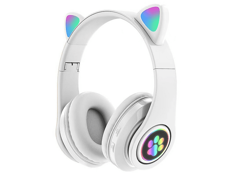 KINSI B39B Katzenohren, RGB-Lichter, Over-ear Bluetooth-Headset Bluetooth weiß