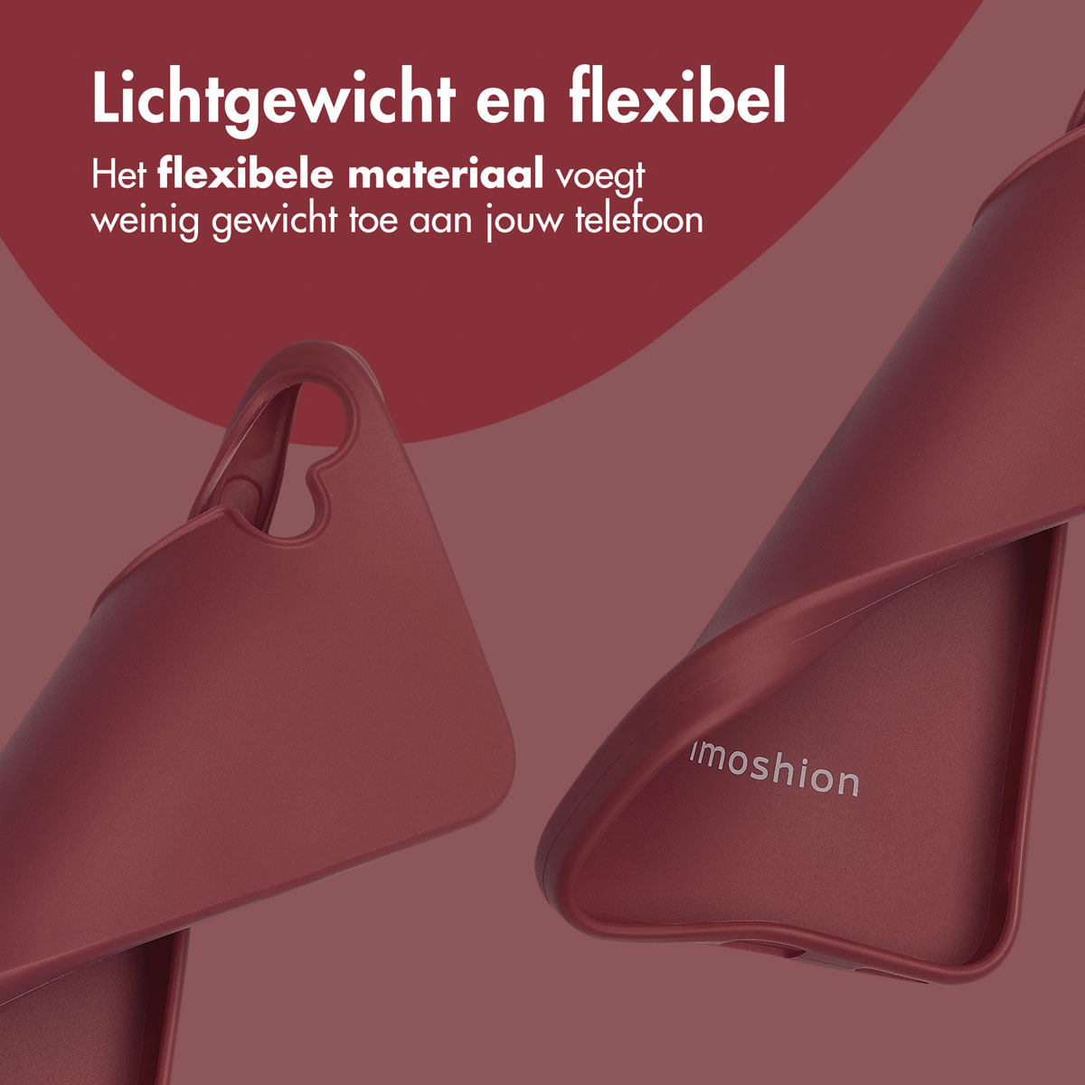 Zwei Handyhüllen auf rotem Hintergrund. Eine ist geöffnet. Imoshion ist aufgedruckt.