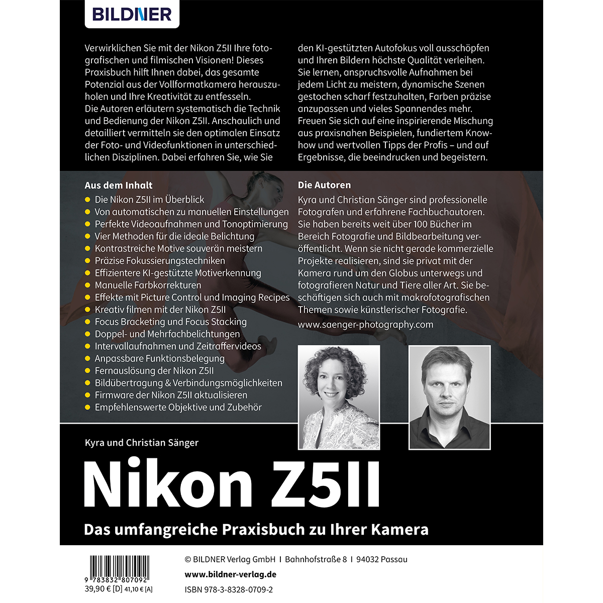 Ein Buchcover mit Text und einem Bild von zwei Personen. Der Titel ist 'Nikon Z5II'.