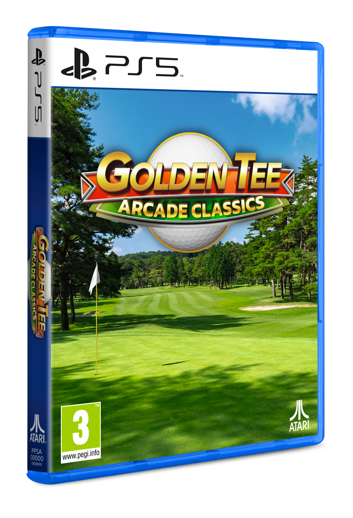 Copertina del gioco che mostra un campo da golf. Il gioco si intitola 'Golden Tee Arcade Classics'.