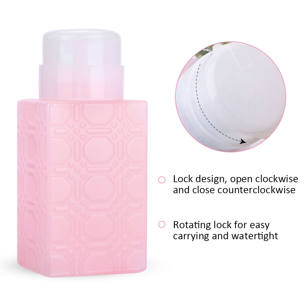 Rosa Flüssigkeitsspenderflasche. Verfügt über ein Verriegelungsdesign für einfaches Tragen und ist wasserdicht.