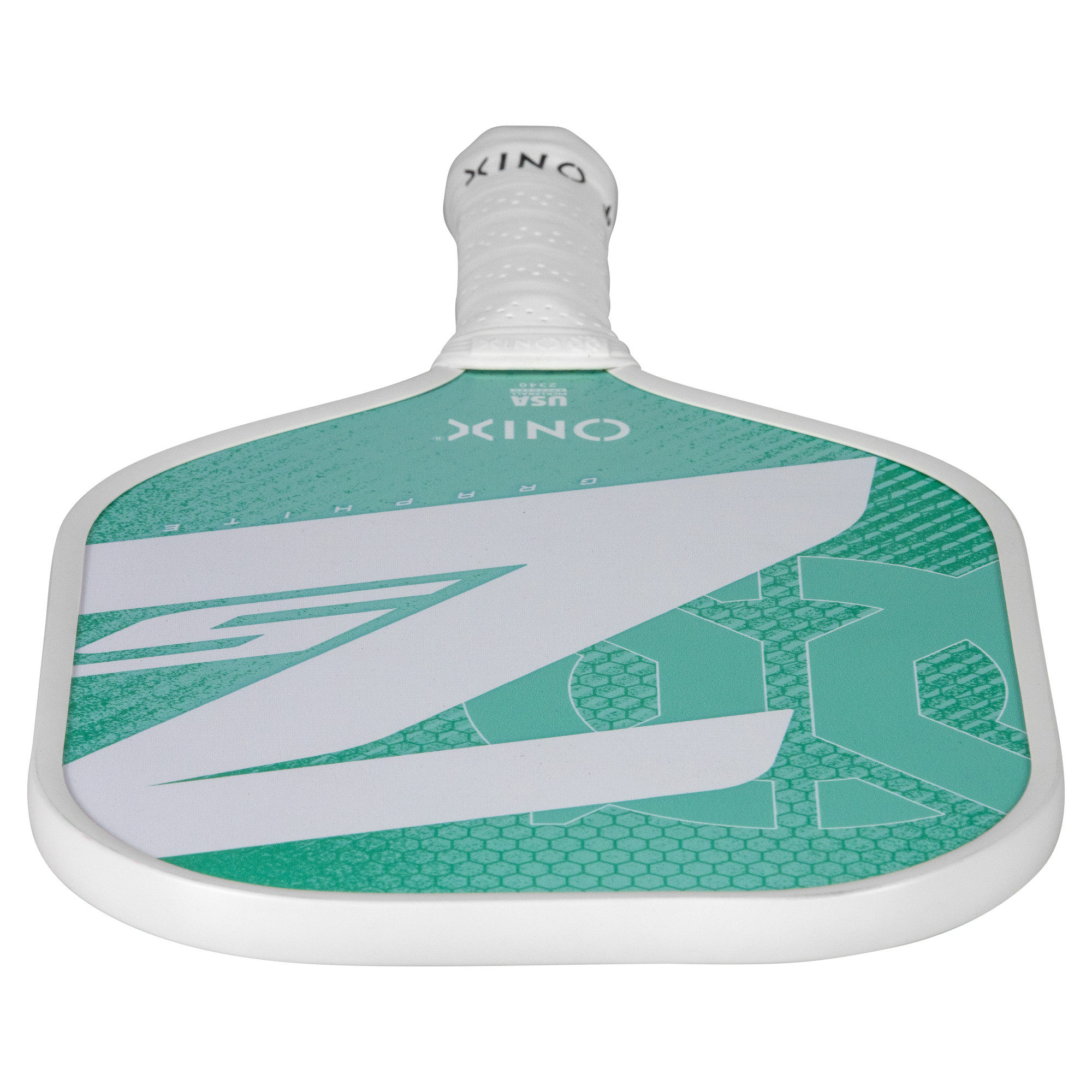 Pickleball-Schläger mit weißem Griff und grünem Gesicht mit weißem Z. ONIX und GRAPHITE sind sichtbar.
