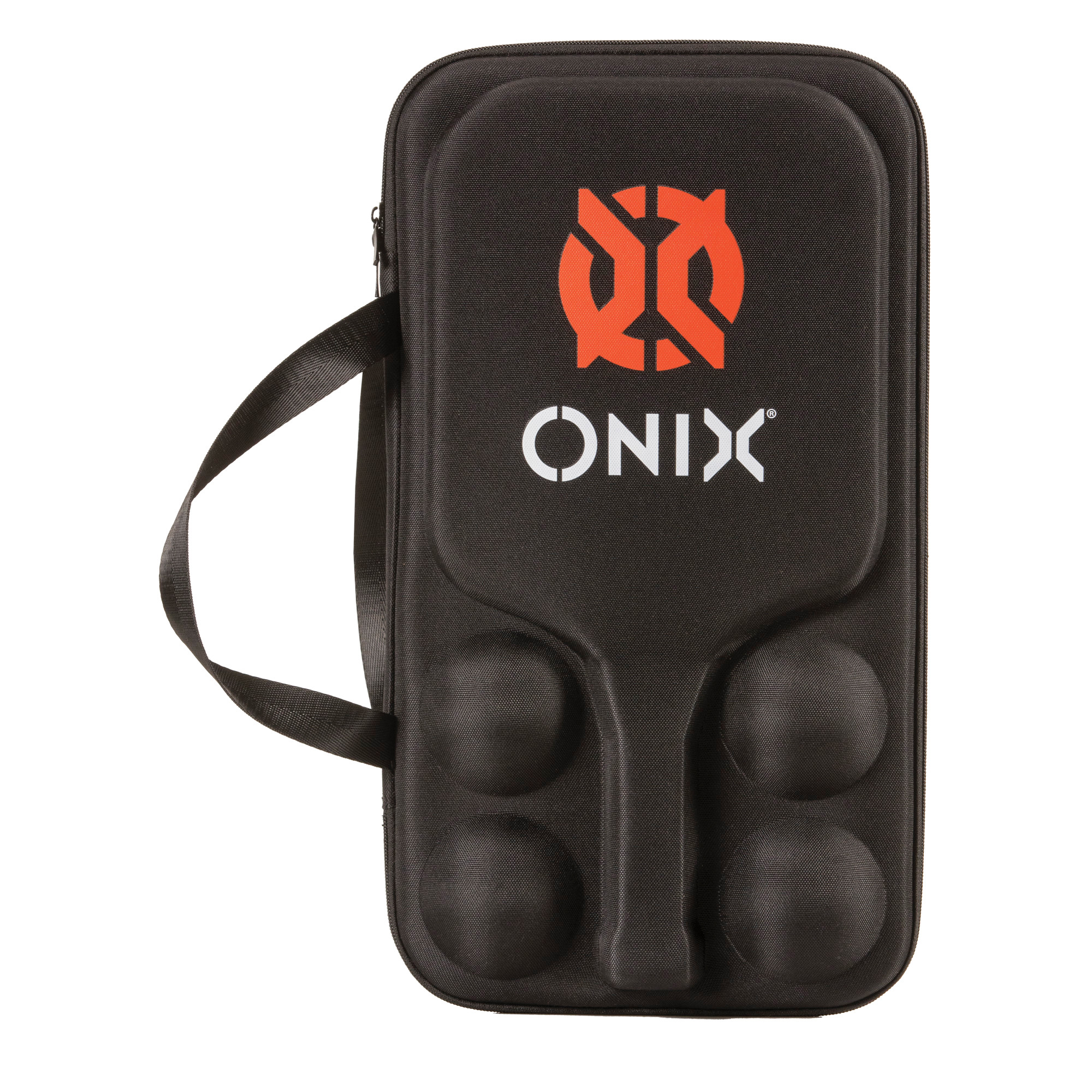 Custodia per racchetta da pickleball ONIX nera con manico e logo.