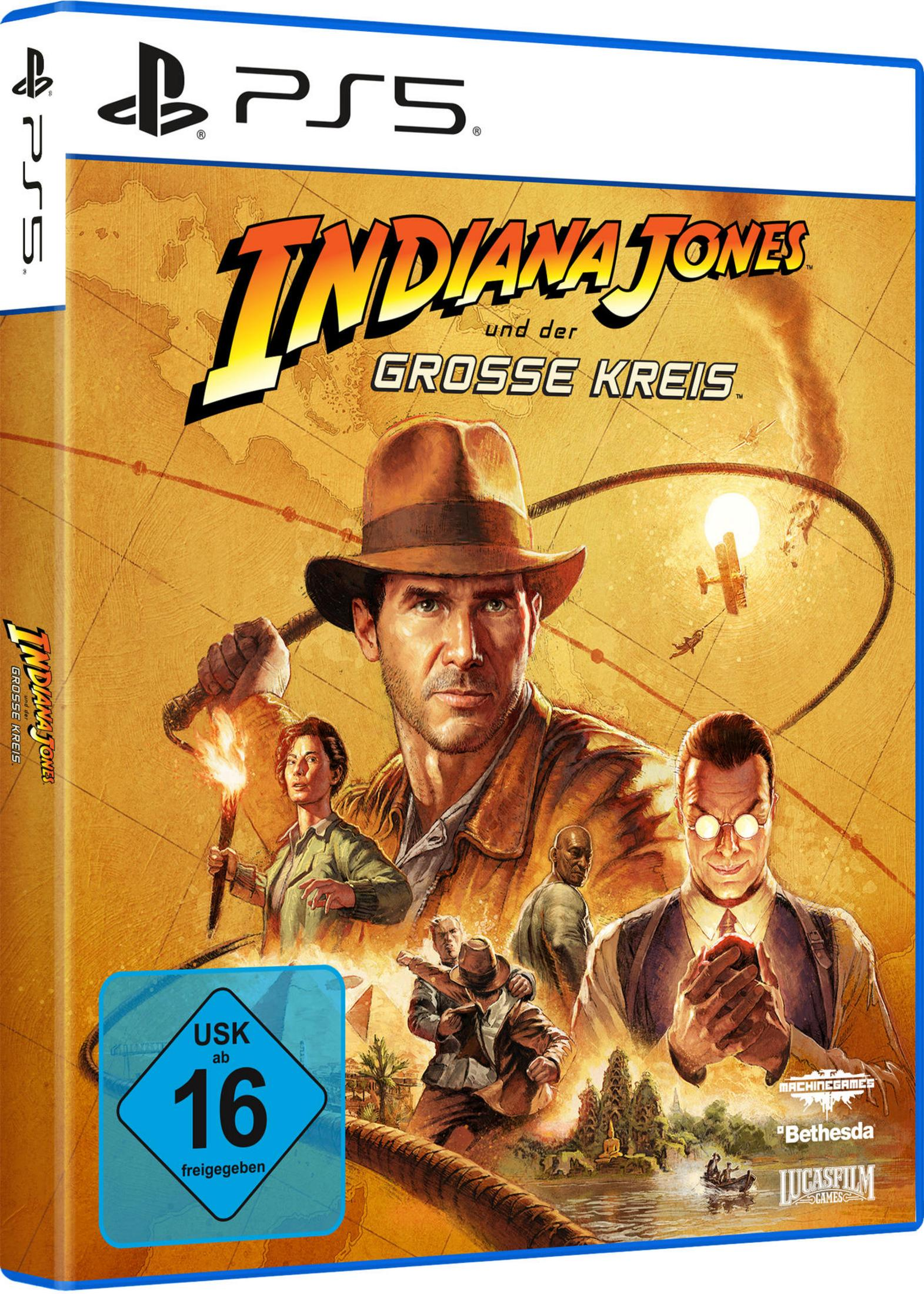 PS5-Spielhülle für Indiana Jones. Das Cover zeigt Harrison Ford als Indiana Jones.