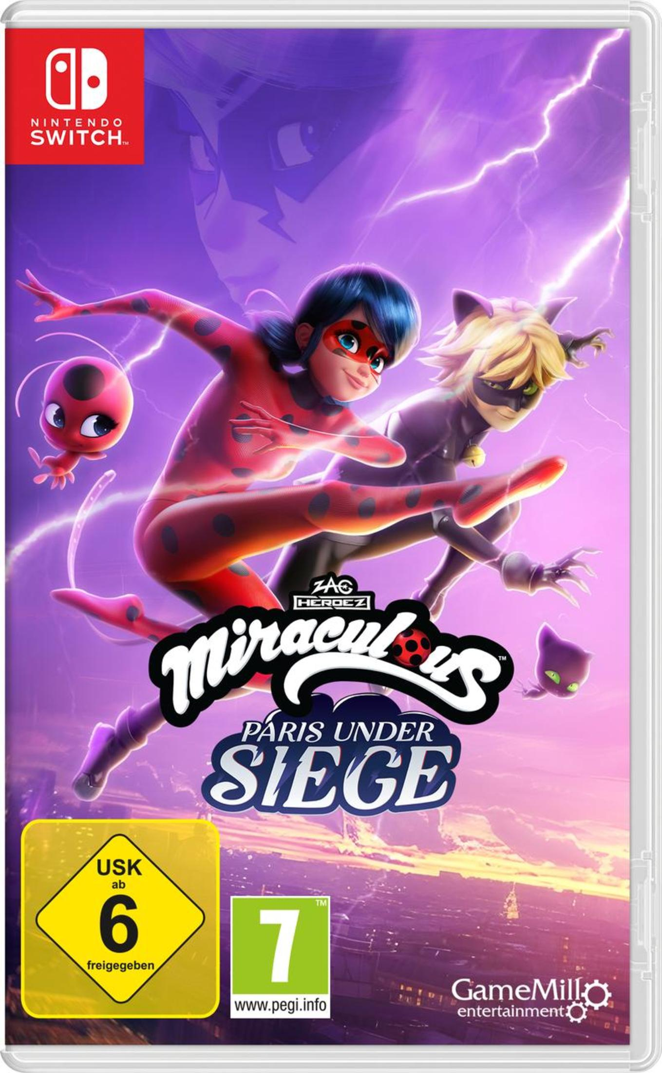 Spielcover von Miraculous: Paris Under Siege auf einer Nintendo Switch Hülle.