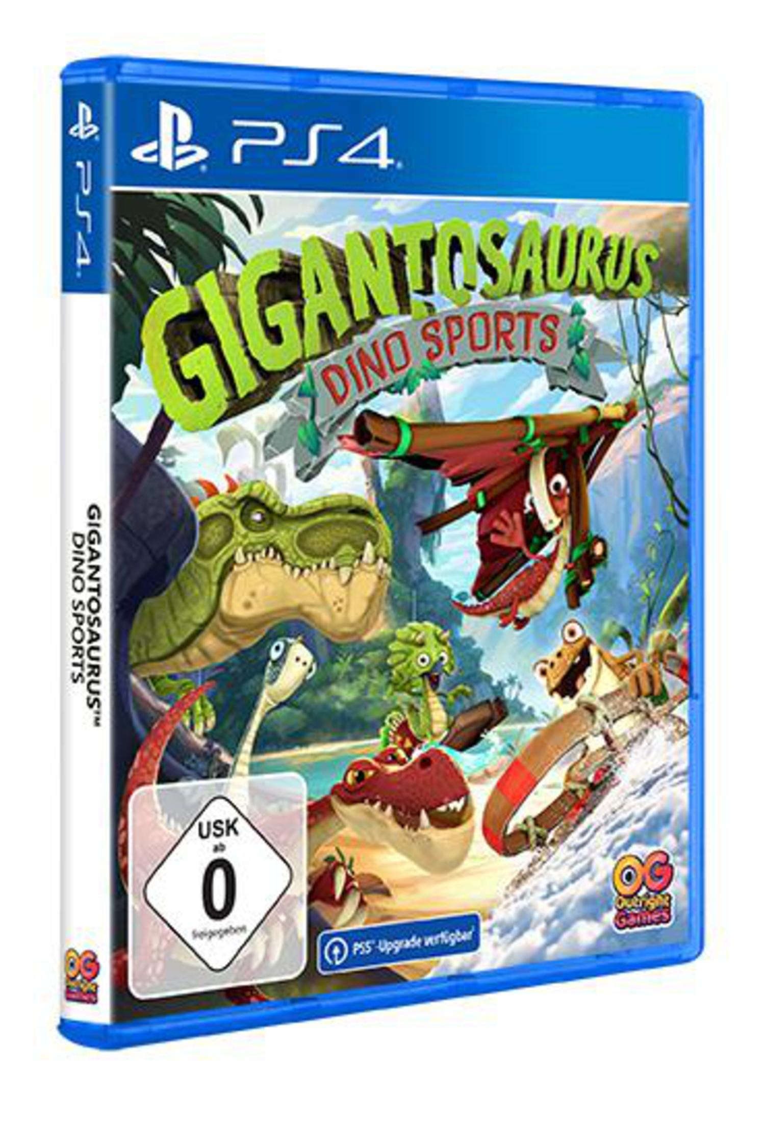 Jaquette du jeu : Dinosaures dans un environnement coloré. Le jeu est Gigantosaurus Dino Sports pour PS4.