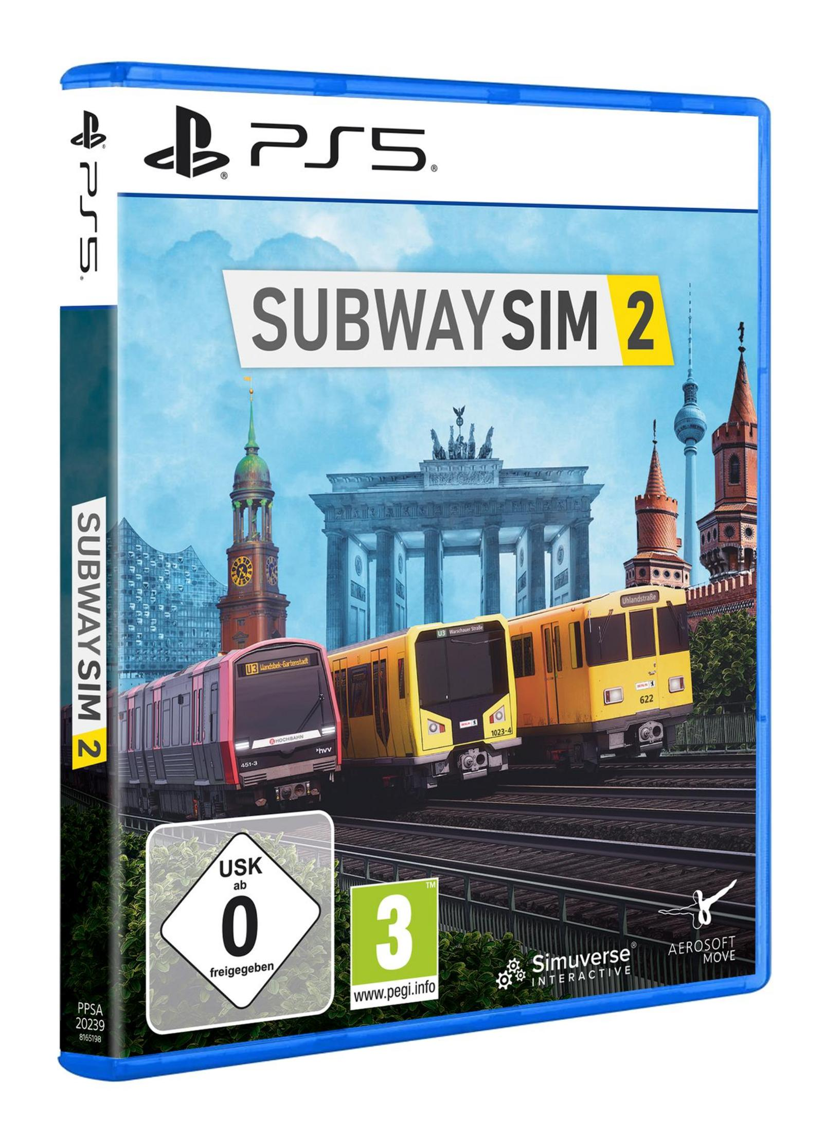 Subway Sim 2 Spielcover. Zeigt U-Bahnen vor Wahrzeichen wie dem Brandenburger Tor.