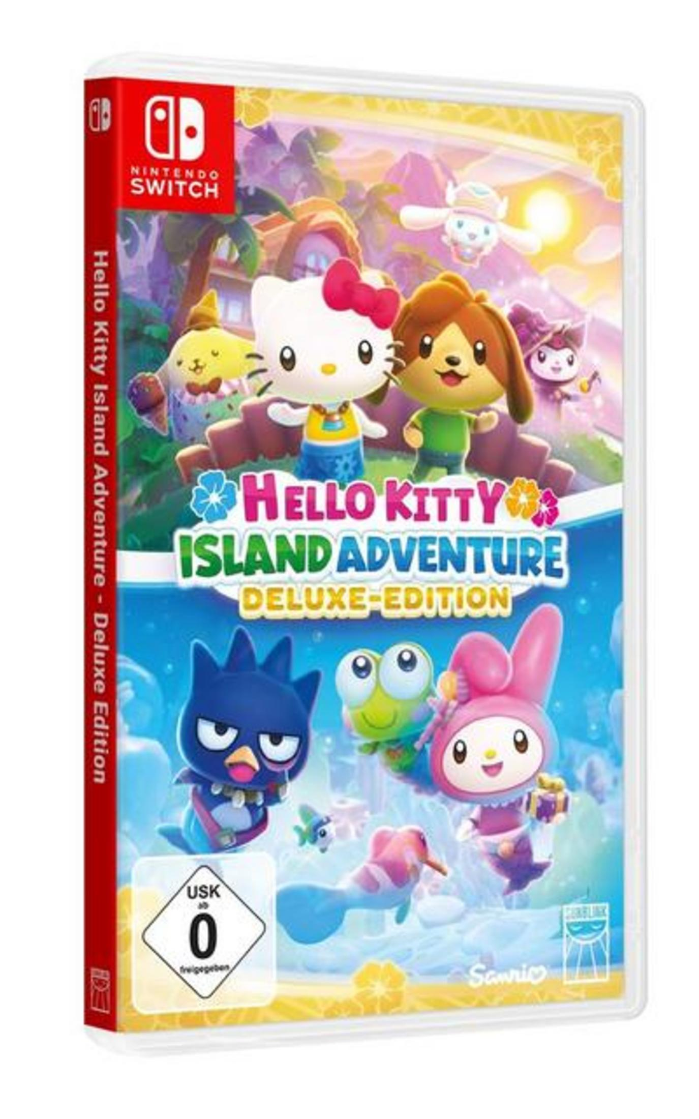 Hello Kitty Island Adventure Deluxe Edition Spielcover mit Zeichentrickfiguren und tropischem Thema.