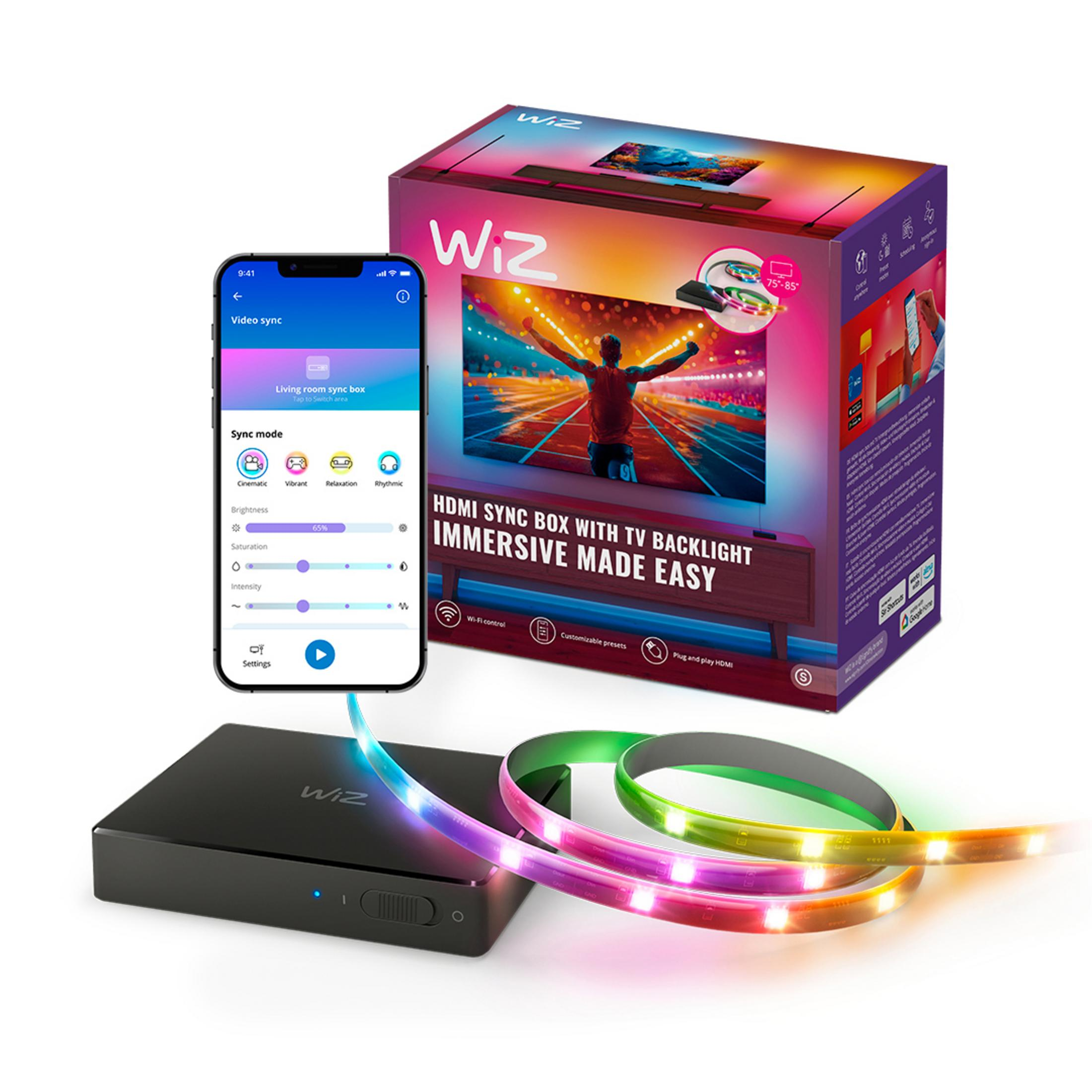 WIZ 75-85 inç TV'ler için TV Arka aydınlatmalı HDMI Bluetooth Sync Box