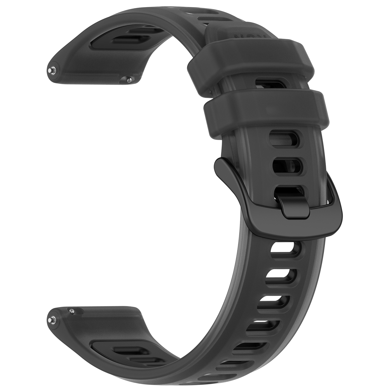 Cinturino nero con fori e fibbia.