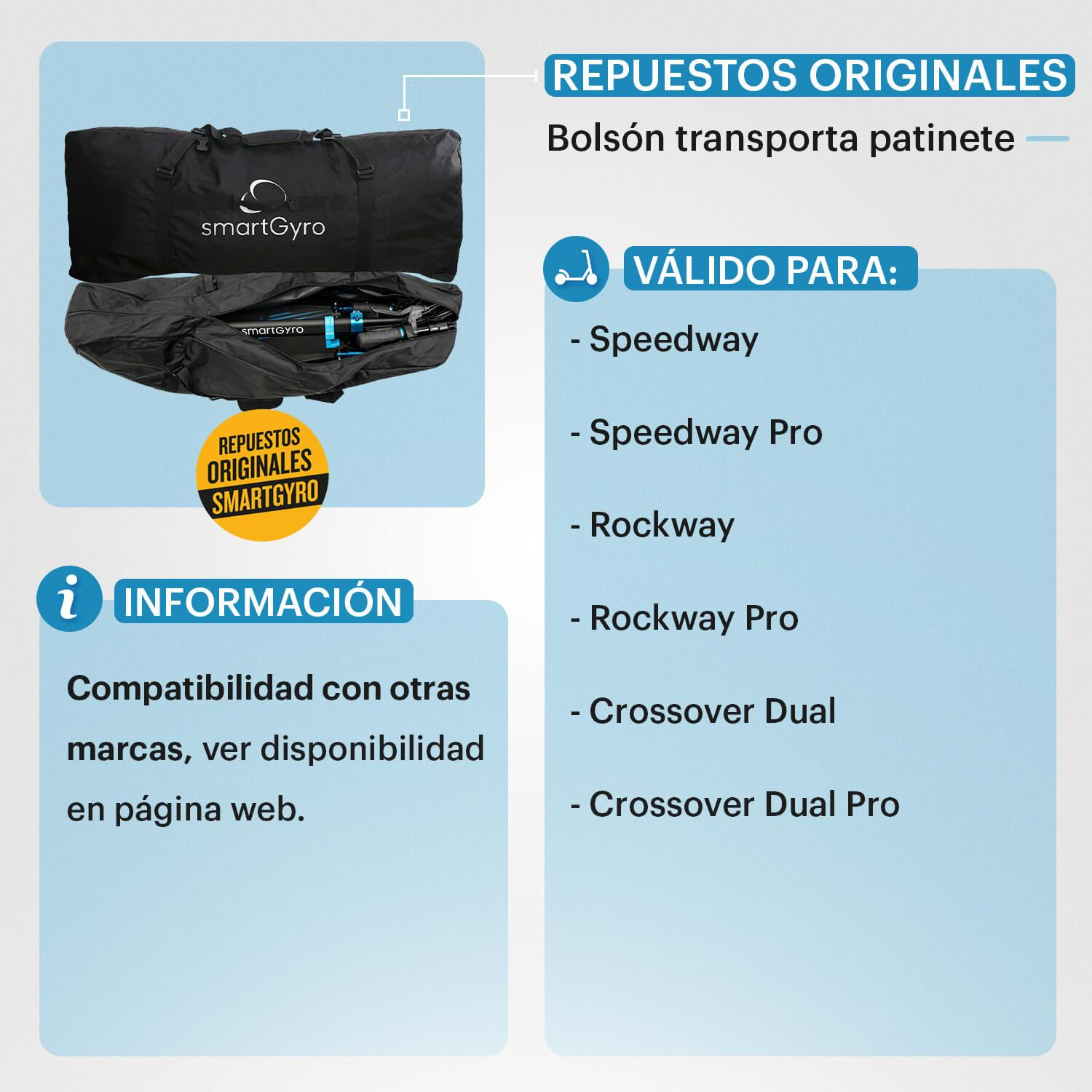 Gráfico informativo con texto sobre repuestos de patinetes y compatibilidad con modelos.