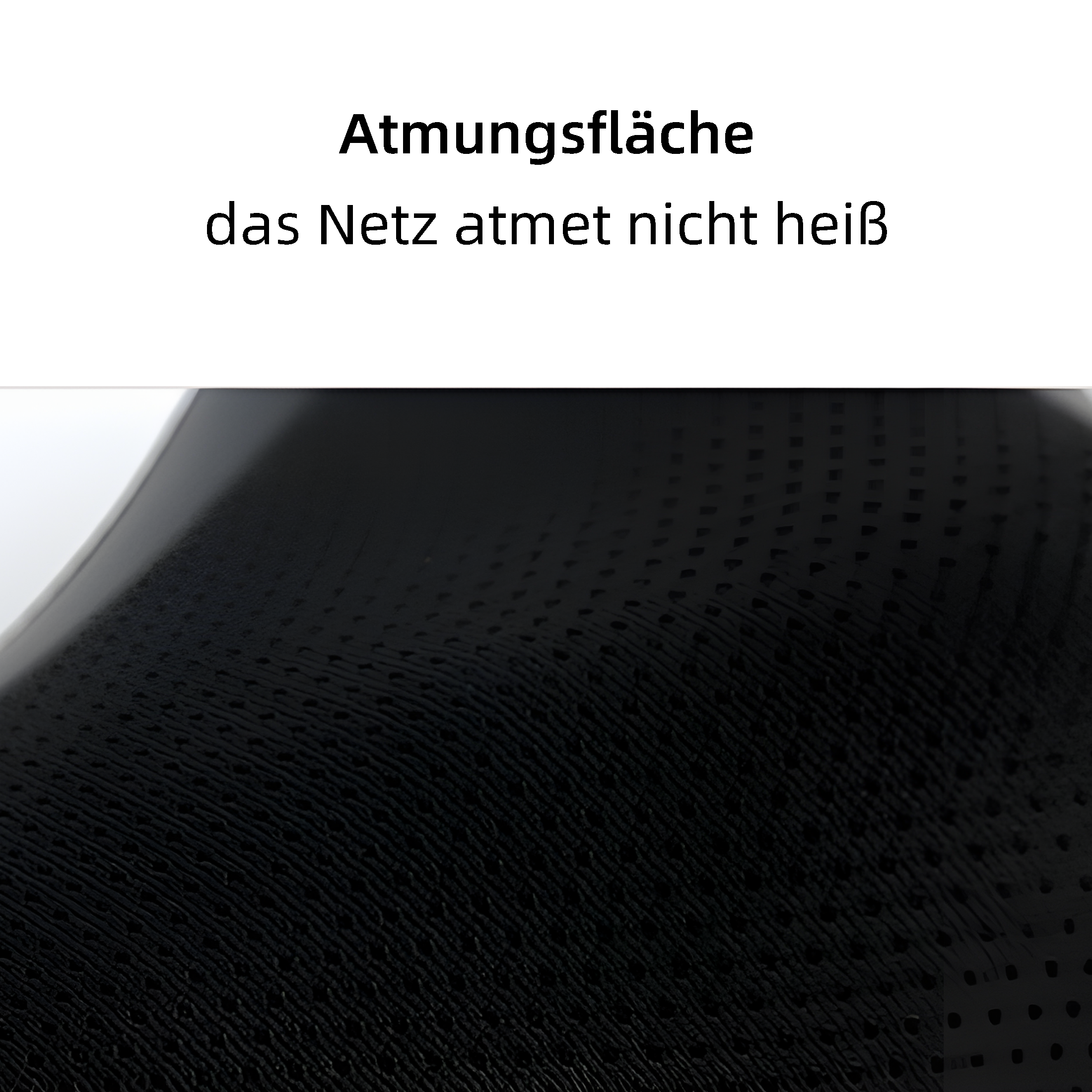 Nahaufnahme einer schwarzen Netzoberfläche. Die Textur scheint kleine Löcher oder Poren zu haben.