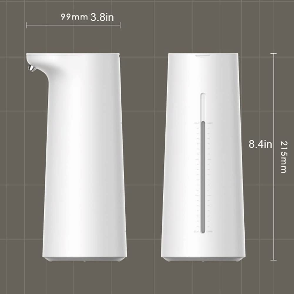 Diagramm eines automatischen Seifenspenders mit Abmessungen: 99 mm breit und 215 mm hoch.