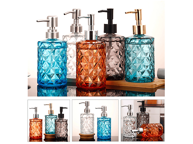 TRUYUETY Vintage Glas Spender Set Automatischer Seifenspender Transparent