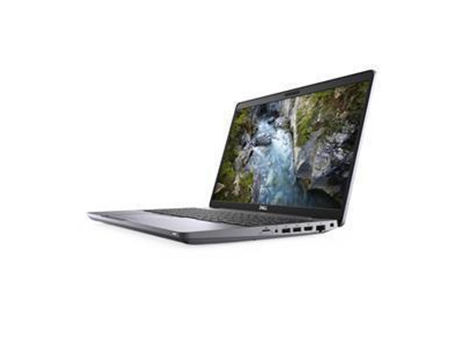 Laptop, Seitenansicht, geöffnet, mit Landschaft auf dem Bildschirm.