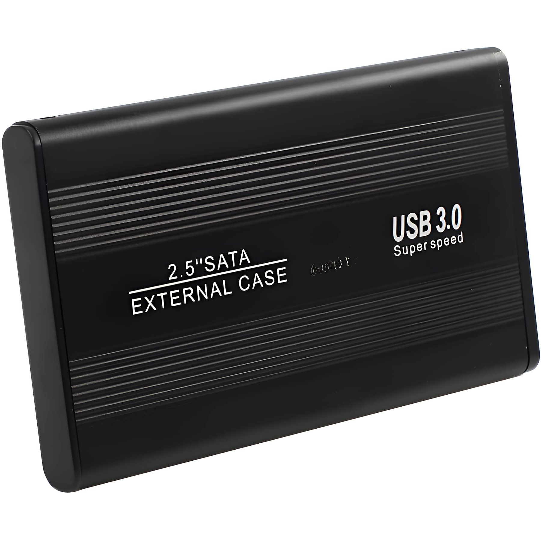 Schwarzes USB 3.0 externes Festplattengehäuse mit SATA- und 2,5-Zoll-Text.