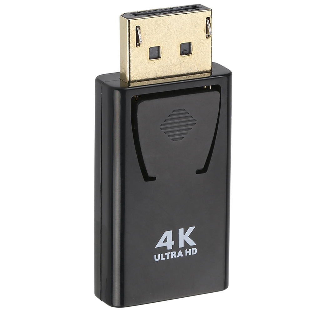 Ein schwarzer 4K Ultra HD Adapter mit goldenem Stecker.