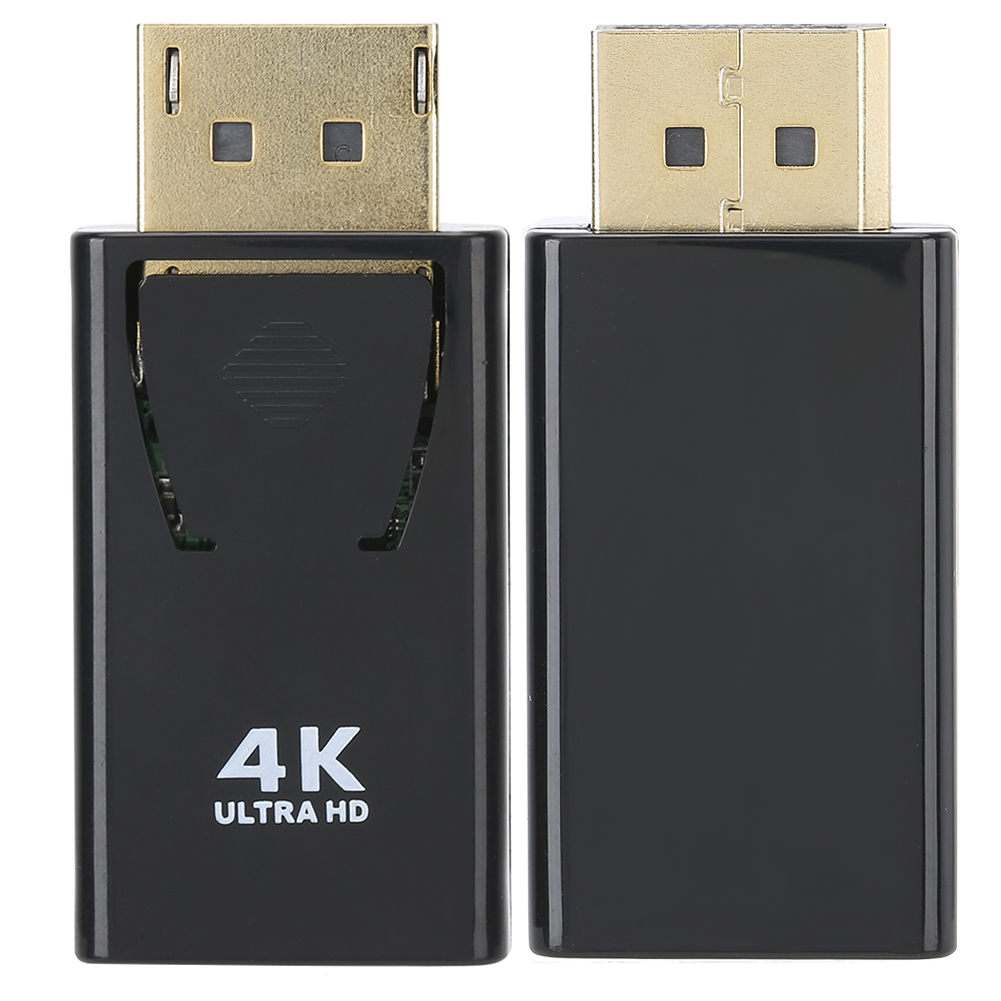 Zwei schwarze 4K Ultra HD Adapter mit goldenen Steckern, nebeneinander.