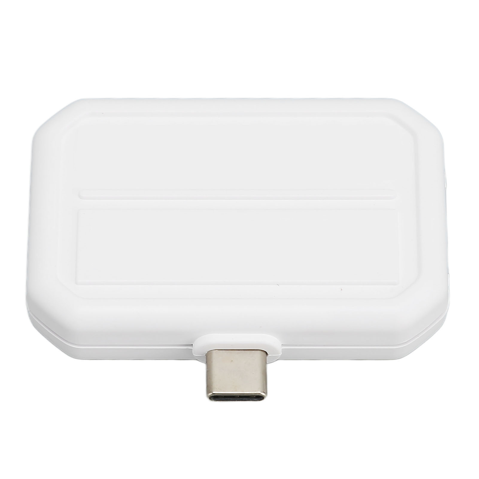 Weißes, rechteckiges Gerät mit USB-C-Anschluss. Es ist ein kleines, weißes und schlankes elektronisches Gerät.