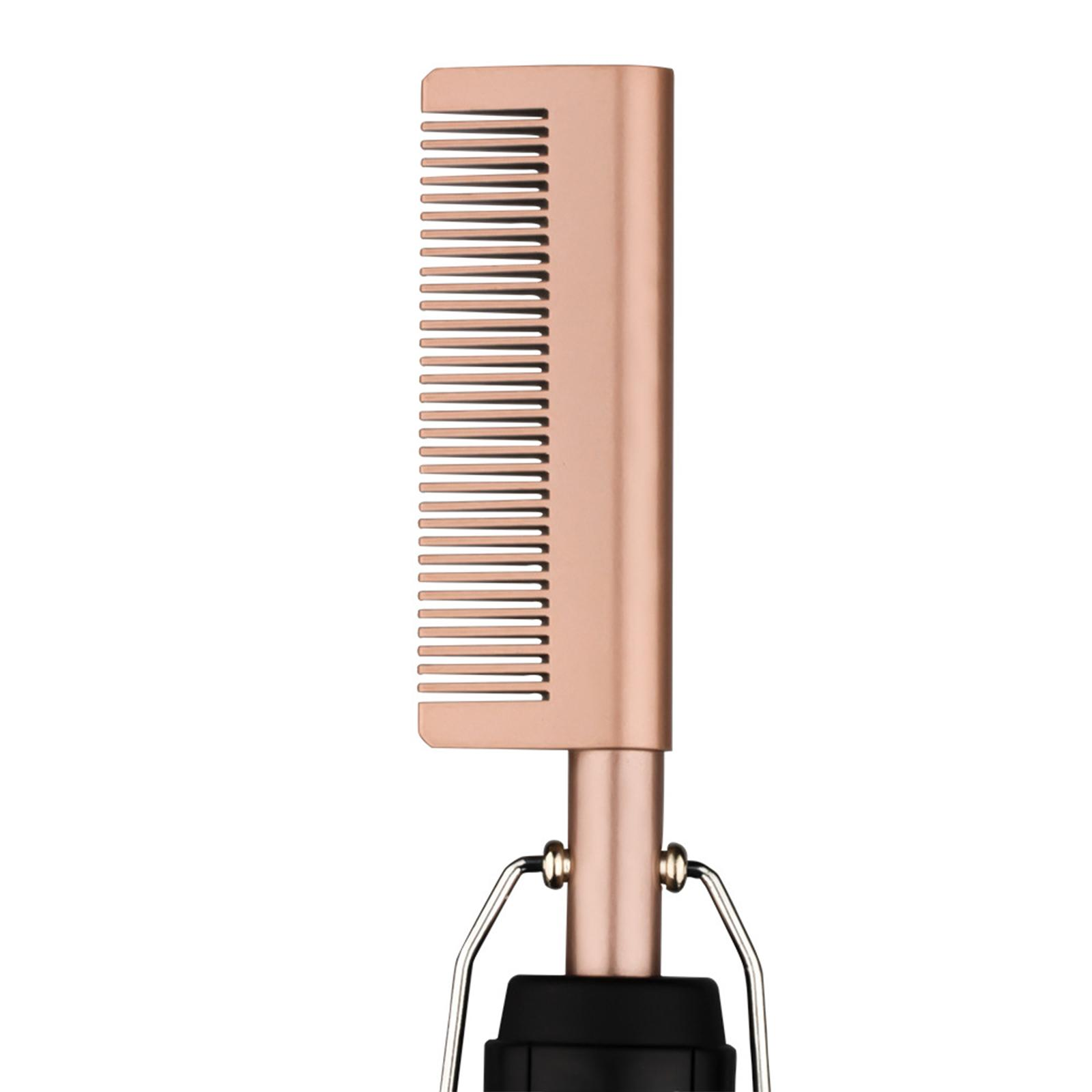 Nahaufnahme eines roségoldenen Kamms eines Haarglätters.