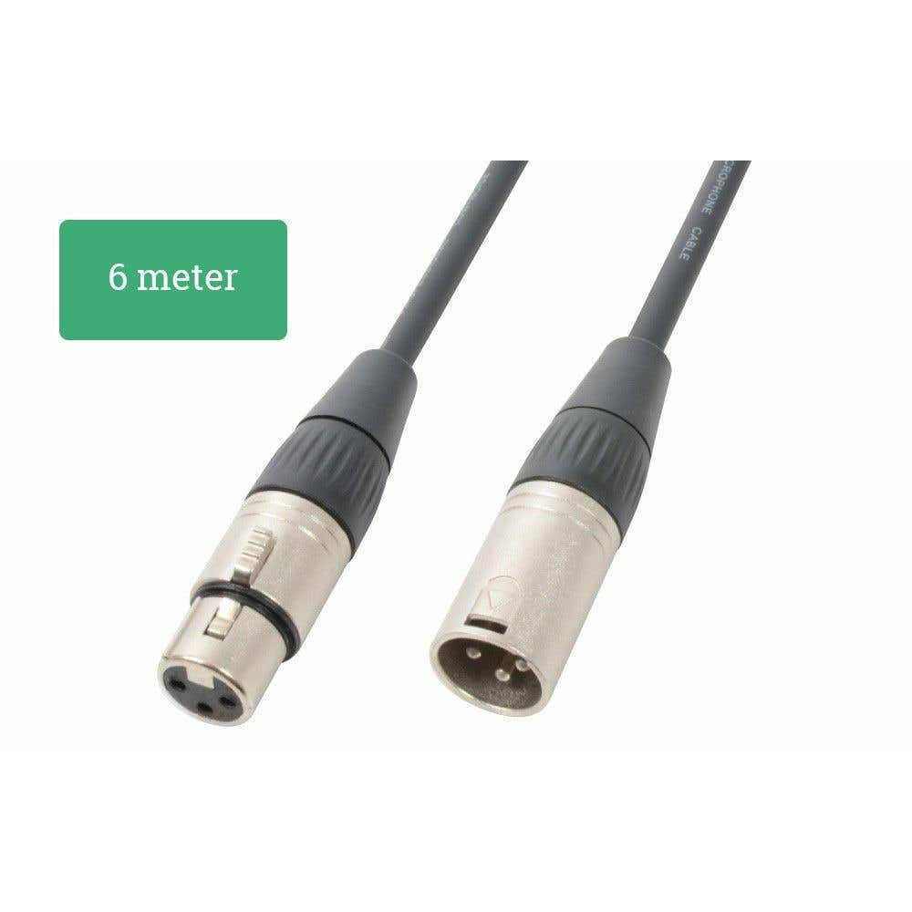 Dos cables grises con conectores plateados están sobre un fondo blanco. Un cuadro de texto verde dice '6 metros'.