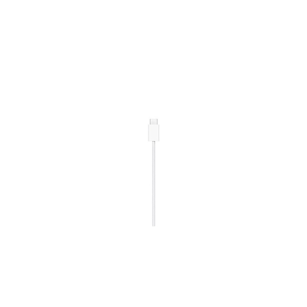 Un câble USB-C blanc, isolé sur fond blanc, positionné verticalement.